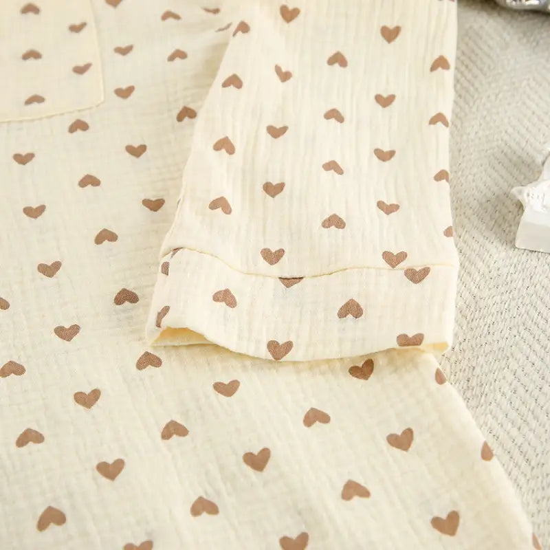 HEART PRINTING COTTON PAJAMAS SET-VETEMENTS 