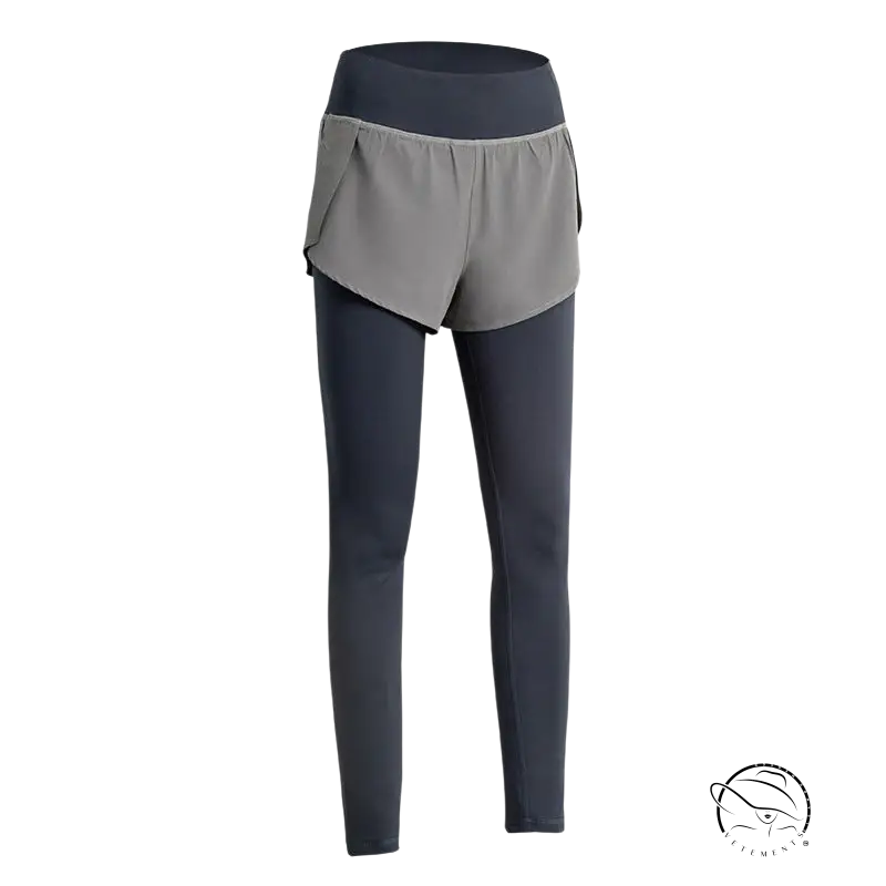 High rise sport blend faux two piece tights in polyester