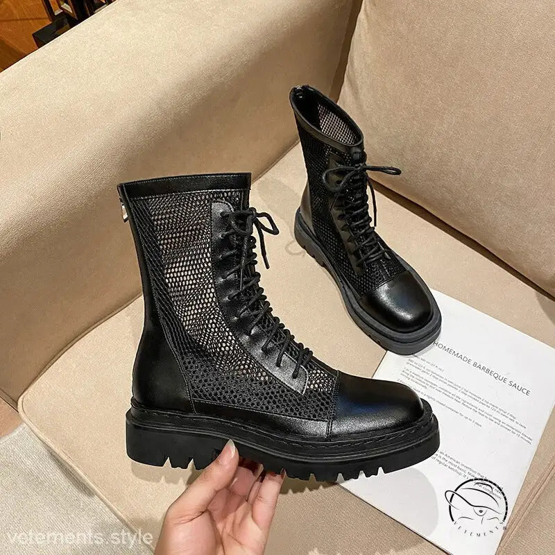 Black hollow boots for women by Langry with free shipping