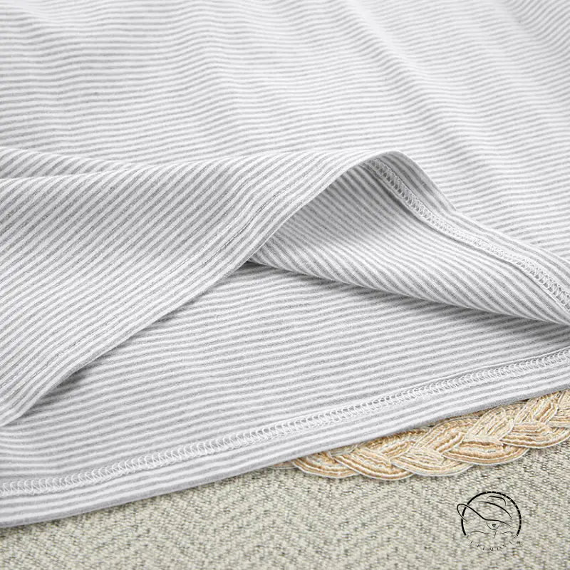 Grey and white striped linen fabric for knitted loose pajamas summer lounge set