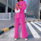 Hot pink Lady Casual Suit with Wide Leg Pants Set for Spring and Fall display