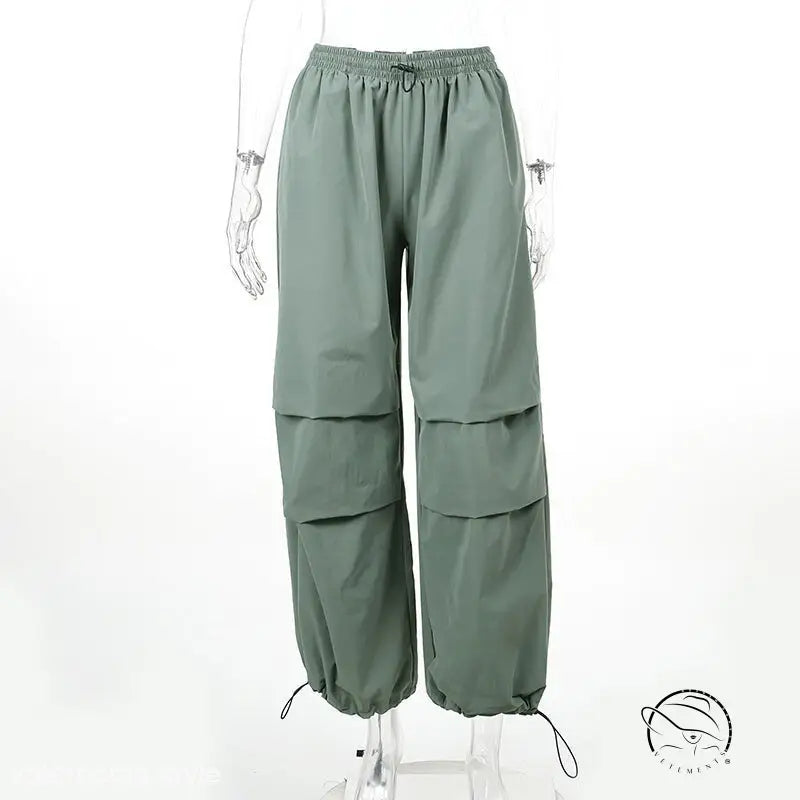 Light gray casual cute trousers wide leg polyester cargo pants