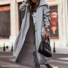 Light Gray Mid Length Trench Coat for Spring and Fall Wear displayed on a mannequin