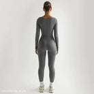 Light Gray Soft Jumpsuit with long sleeves and full-length legs for spring or fall