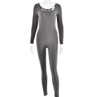 Light Gray Soft Jumpsuit with Long Sleeves and Full Leg Coverage for Spring/Fall