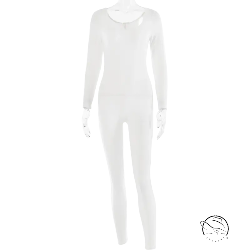 Sexy soft jumpsuit in light gray with long sleeves for spring and fall