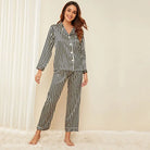 Striped long sleeve ice silk two piece set pajamas for comfortable sleep