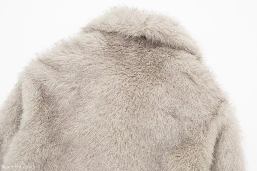Gray faux fur coat in Loose Padded Urban Jacket for Fall and Winter Casual Wear