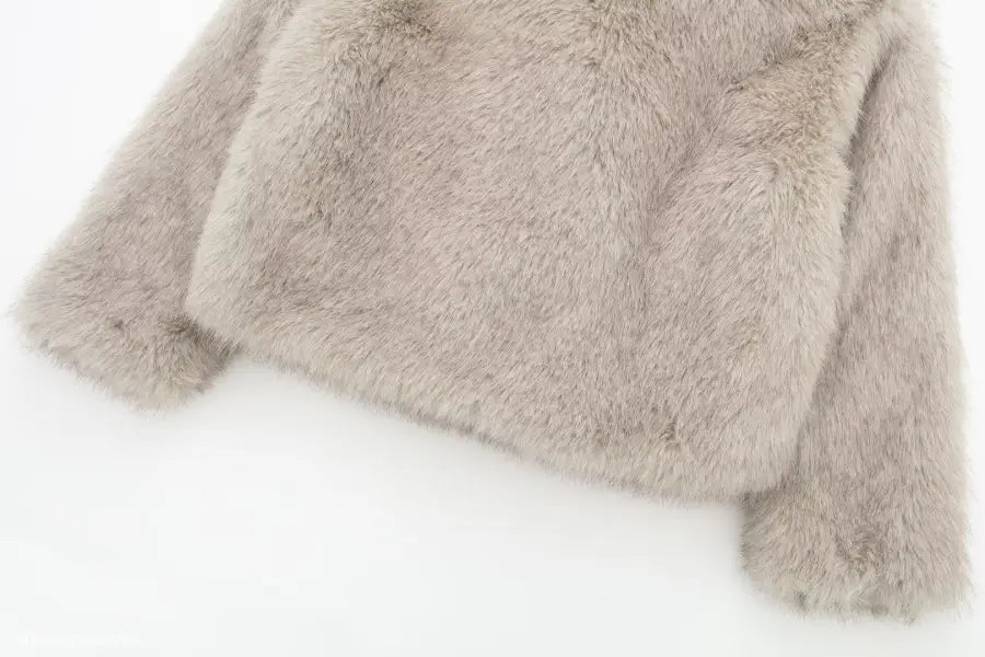 Gray faux fur jacket in a Loose Padded Urban Jacket for Fall and Winter Casual Wear