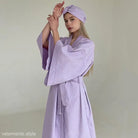 Lavender Luxury French Waffle Robe with Matching Turban and Belted Design