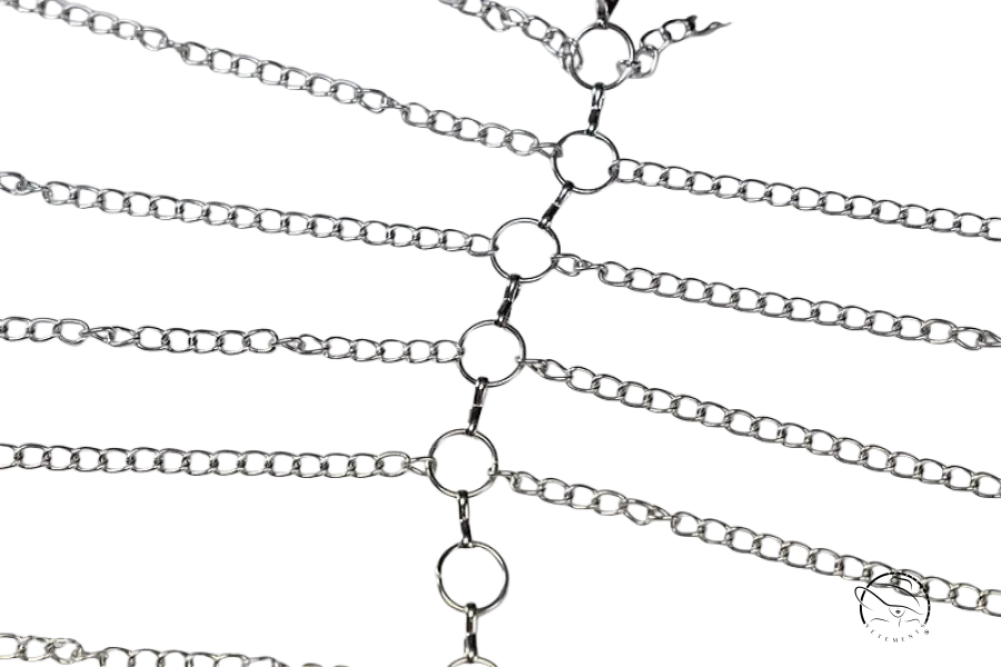 Silver metal chain halter maxi dress with cutout design