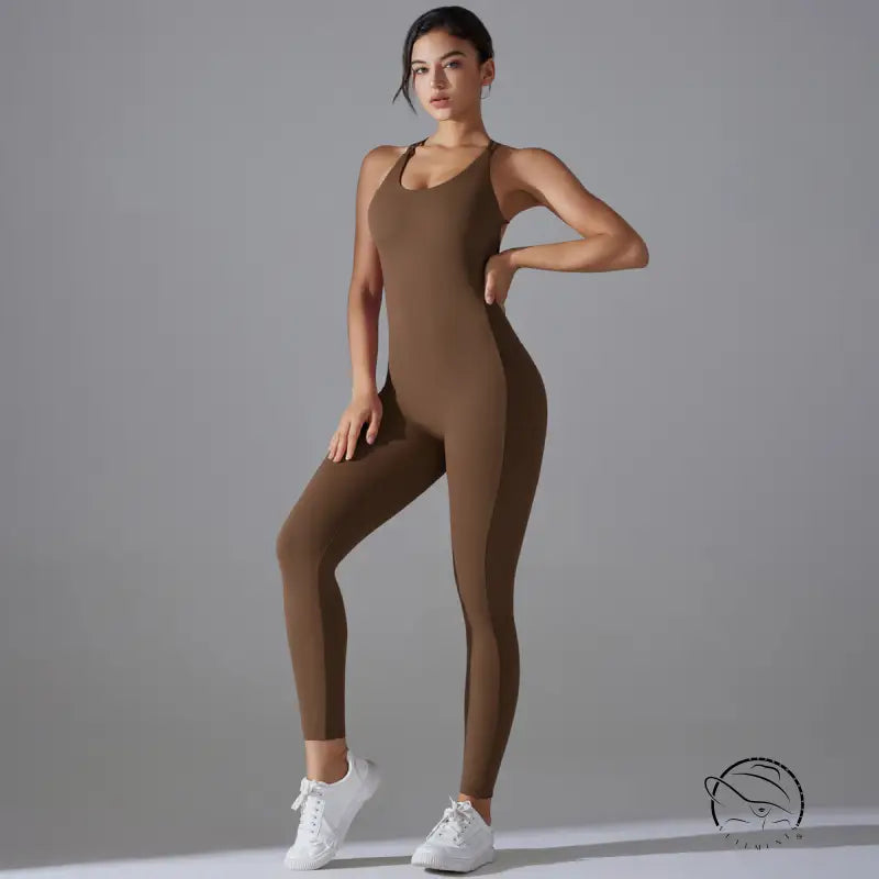 Navy Blue Comfy Yoga Jumpsuit Sporty Backless Halter Design