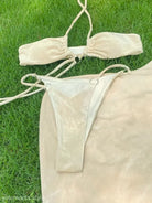 Beige Ocean Elegance Bikini set featuring wire-free design, perfect for stylish women