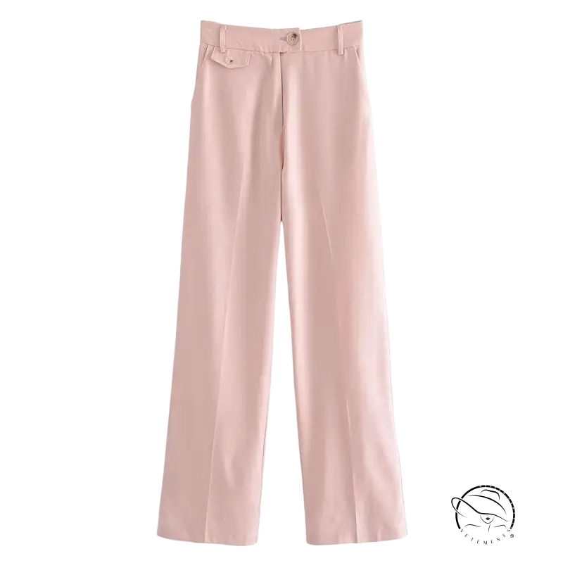 Pale pink wide-leg trousers from Pink Pants and Top Blazer High collection