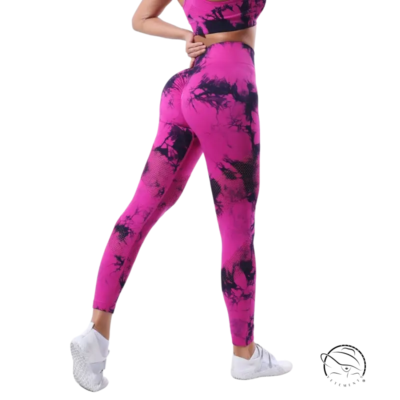 Pitaya color tie-dye leggings with hip lift sports design