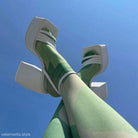Mint green legs showcase Elegant ANKLE STRAP HEEL with white platform sandals