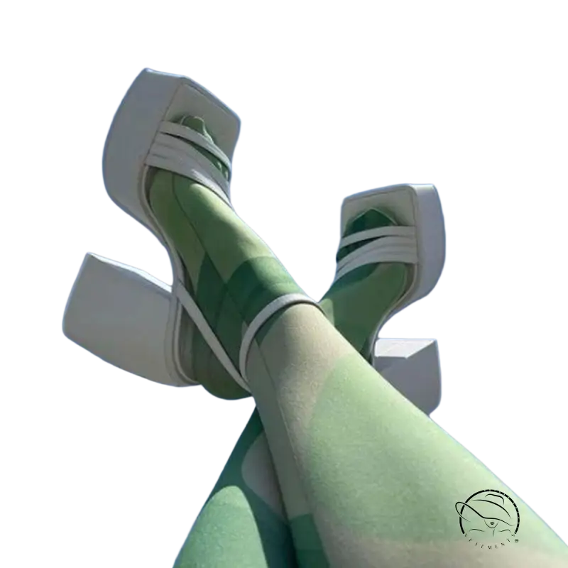 Mint green legs in elegant ankle strap high heel sandals