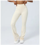 Cream-colored flared yoga pants perfect for casual flared yoga pants and stylish comfort