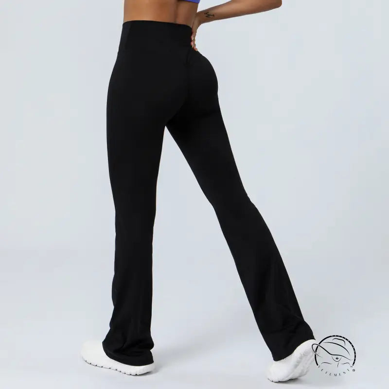 Purplish blue flared yoga pants in sporty slim non high rise design