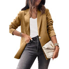 Woman wearing a purplish blue slim fit jacket for office from the Spring/Fall Collection
