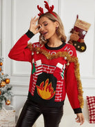 EMBROIDERED LETTER GRAPHIC CHRISTMAS KNITTED SWEATER-VETEMENTS 