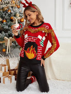 EMBROIDERED LETTER GRAPHIC CHRISTMAS KNITTED SWEATER-VETEMENTS 
