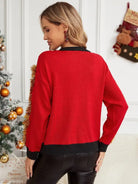 EMBROIDERED LETTER GRAPHIC CHRISTMAS KNITTED SWEATER-VETEMENTS 