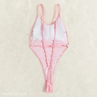 Pink and white one-piece swimsuit with thin straps featured in Royal Blue Backless Sexy Swimsuit