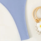 Light blue fabric strap with stitched edges on a Royal Blue Backless Sexy Swimsuit