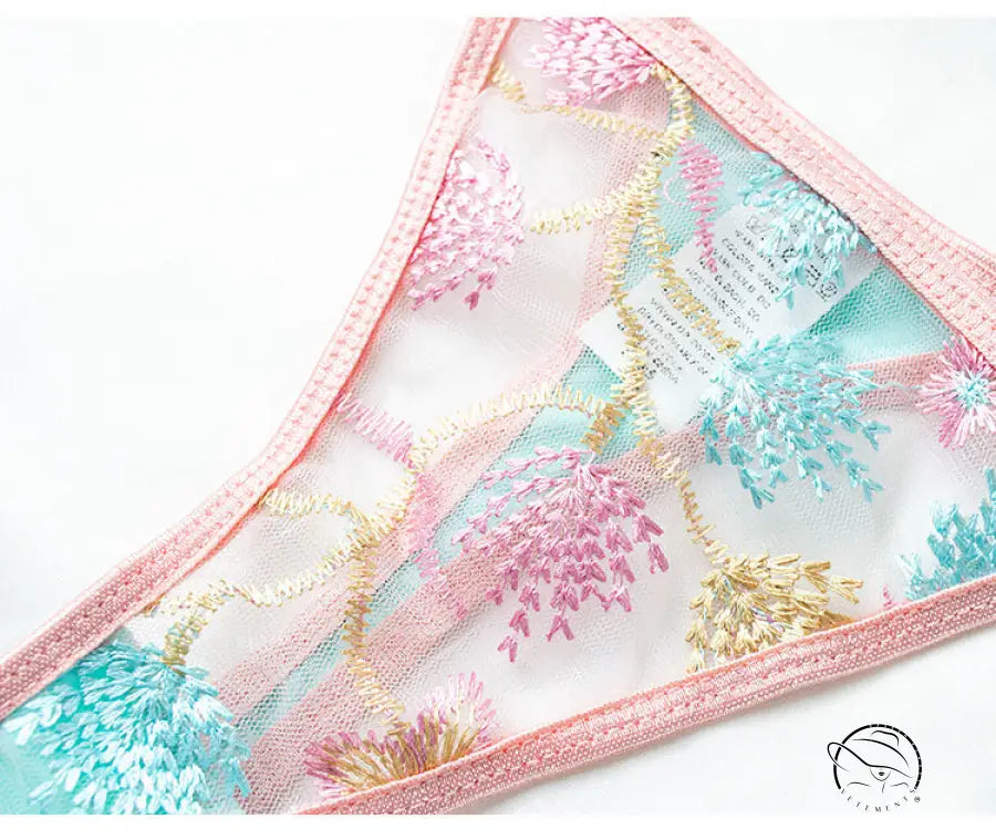 Seasonless Lace Embroidery Lingerie Set with Floral Details