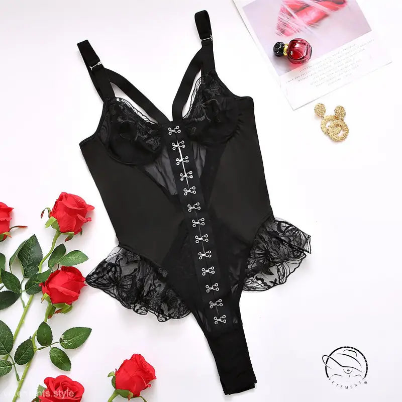 SEXY BLACK MESH PUFFY JUMPSUIT-VETEMENTS 