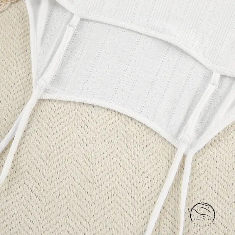 White ribbed camisole and shorts pajama set on mannequin, perfect knitted shorts homewear