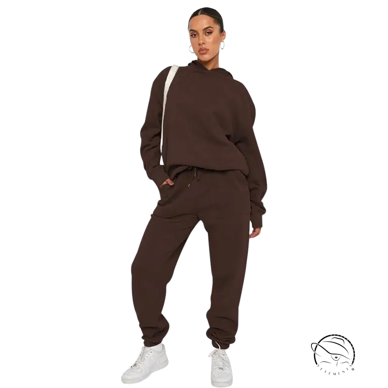 Woman in soft touch trousers and warm comfortable long sleeve sweater