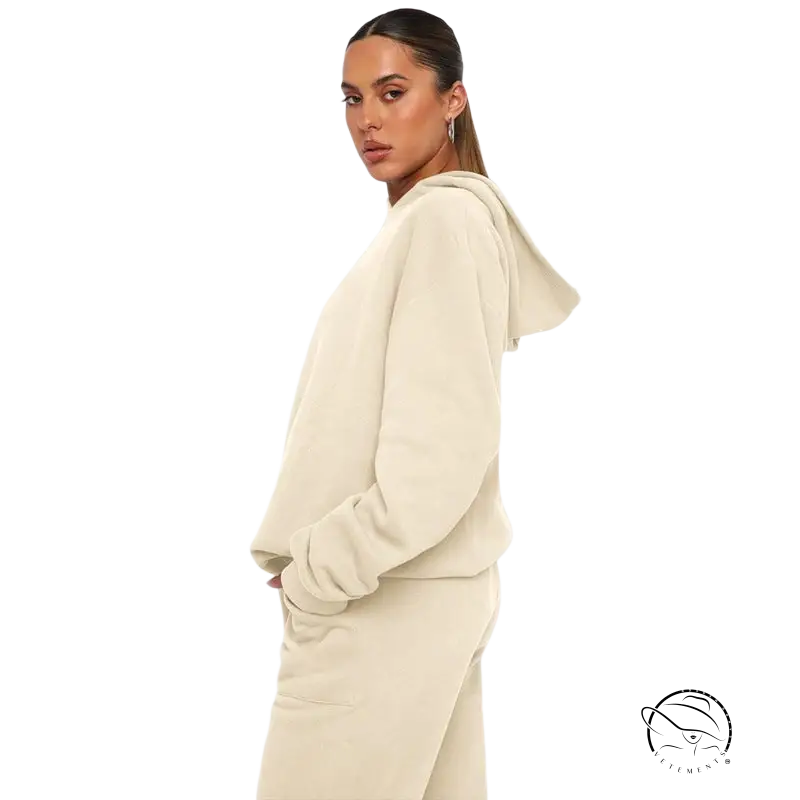 Woman in soft touch trousers and warm comfortable long sleeve sweater