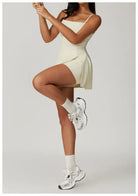 Sporty Backless Split Dress/skirt in Colored Glaze Blue and Barbie Pink