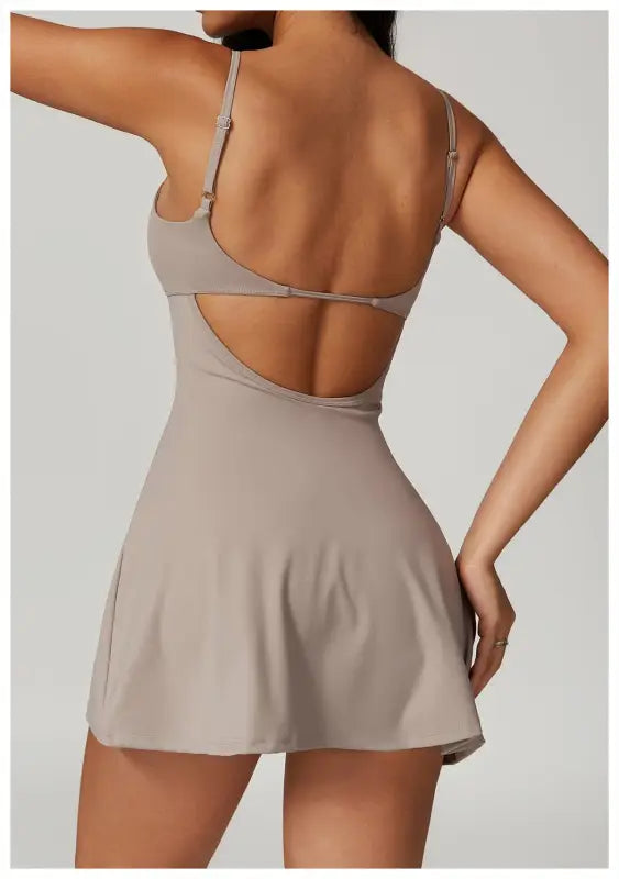 Sporty Backless Split Dress/skirt in Colored Glaze Blue and Barbie Pink
