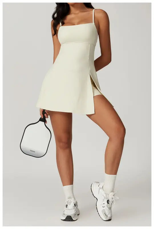 Sporty Backless Split Dress/skirt in Colored Glaze Blue and Barbie Pink