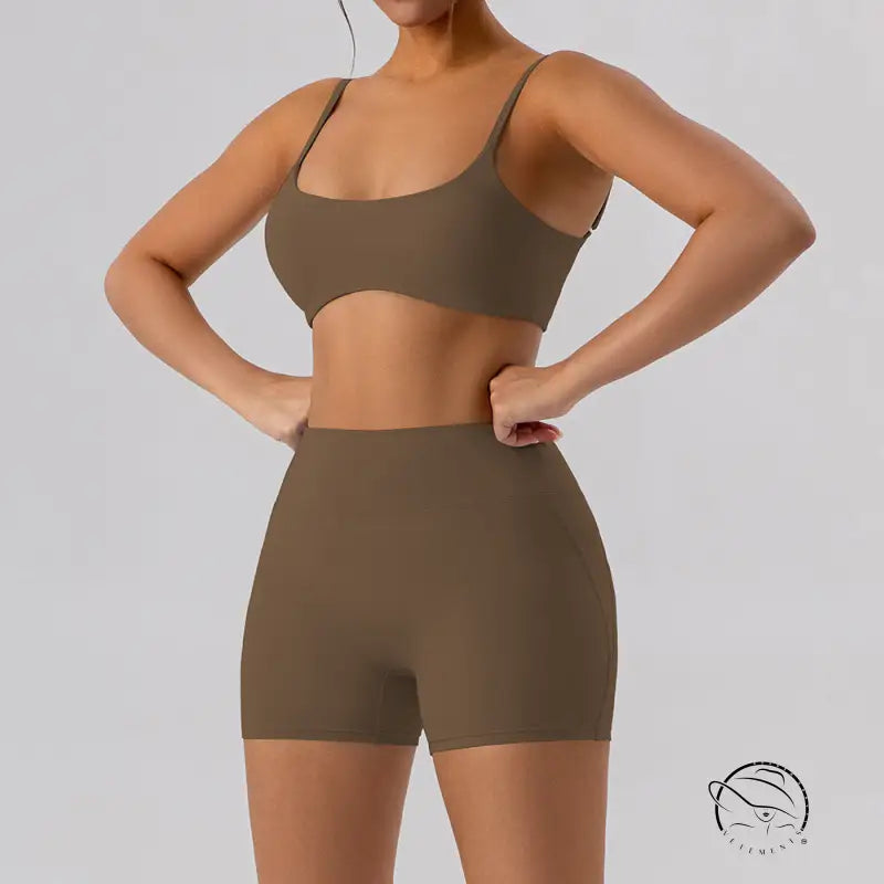 Sporty Comfy Quick Drying Nylon Sleeveless High Rise Shorts