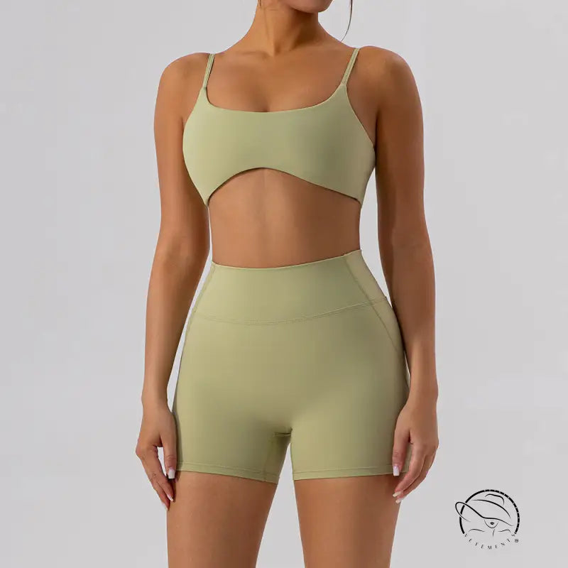 Sporty Comfy Quick Drying Nylon Sleeveless High Rise Shorts