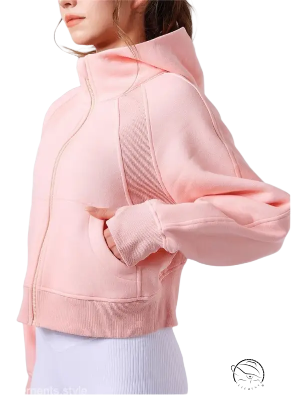 Soft pink zip-up hoodie in pink red flower, army green, heather grey