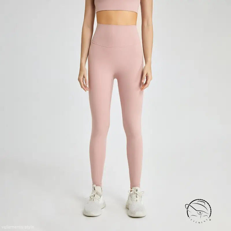 Wild berry high rise nylon pants with pink leggings and white sneakers