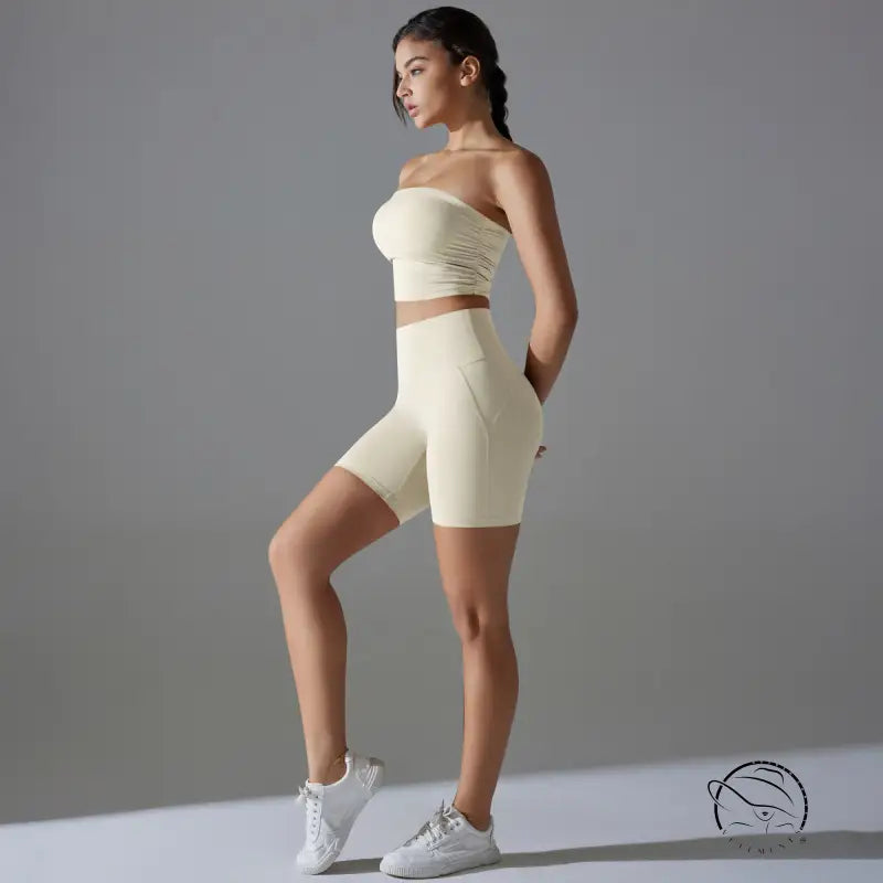 Sporty High Rise Nylon Short for Zero Sense Fitness Yoga Set