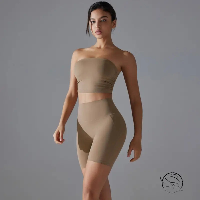 Sporty High Rise Nylon Short for Zero Sense Fitness Yoga Set