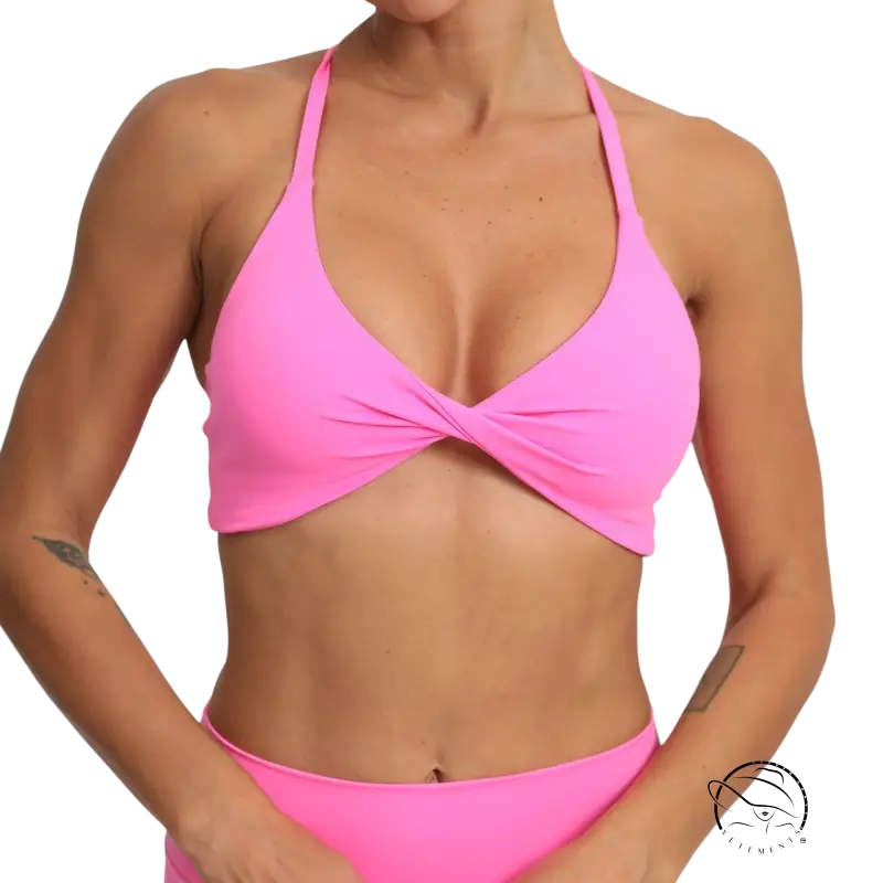 Pink halter yoga bra activewear in chishi orange and klein blue