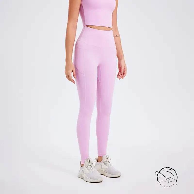 Deep smoky gray sporty nylon pants with lavender leggings cutout waistband