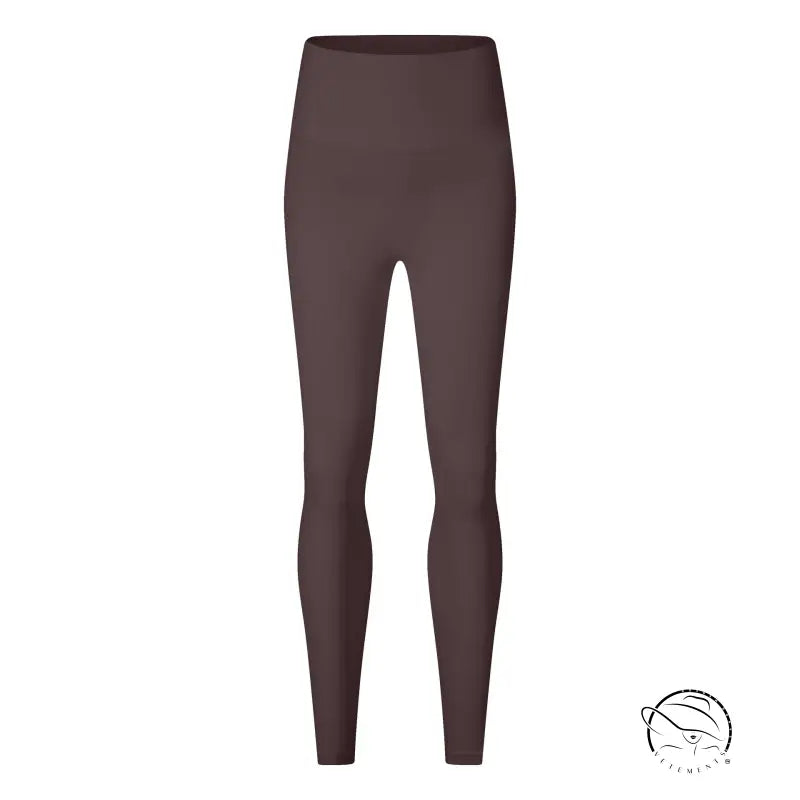Deep smoky gray sporty nylon pants with smooth brown leggings texture