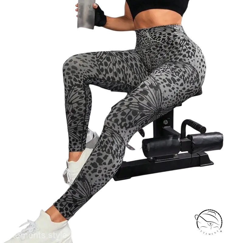 Sexy leopard high waist athletic leggings in patterned nylon