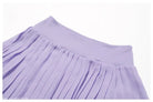 Lavender pleated skirt with smooth waistband in Swan White Suit for a romantic look