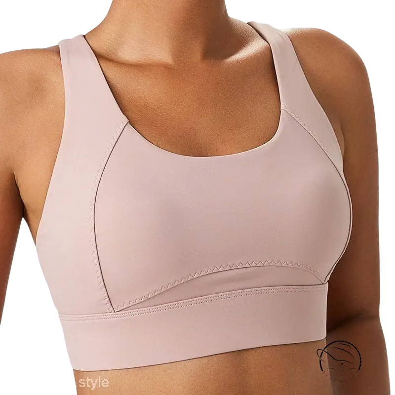 Pink sports bra integrated with mold cup and cutout back