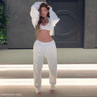 Woman in a white outfit showcasing a Stylish Casual Sportswear Set for the sexy sweet girl